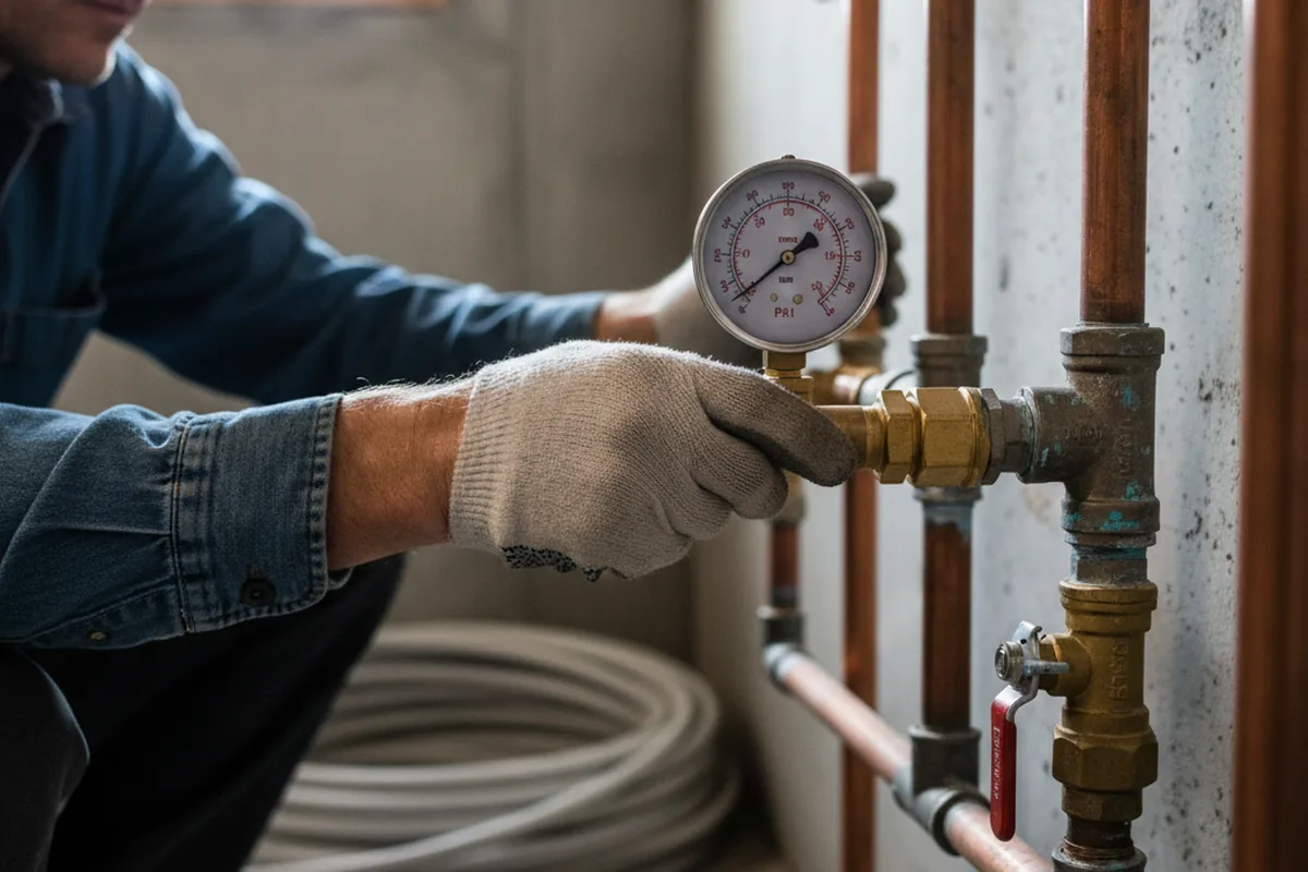Pressure testing a repaired line during Water Line Repair in Manning